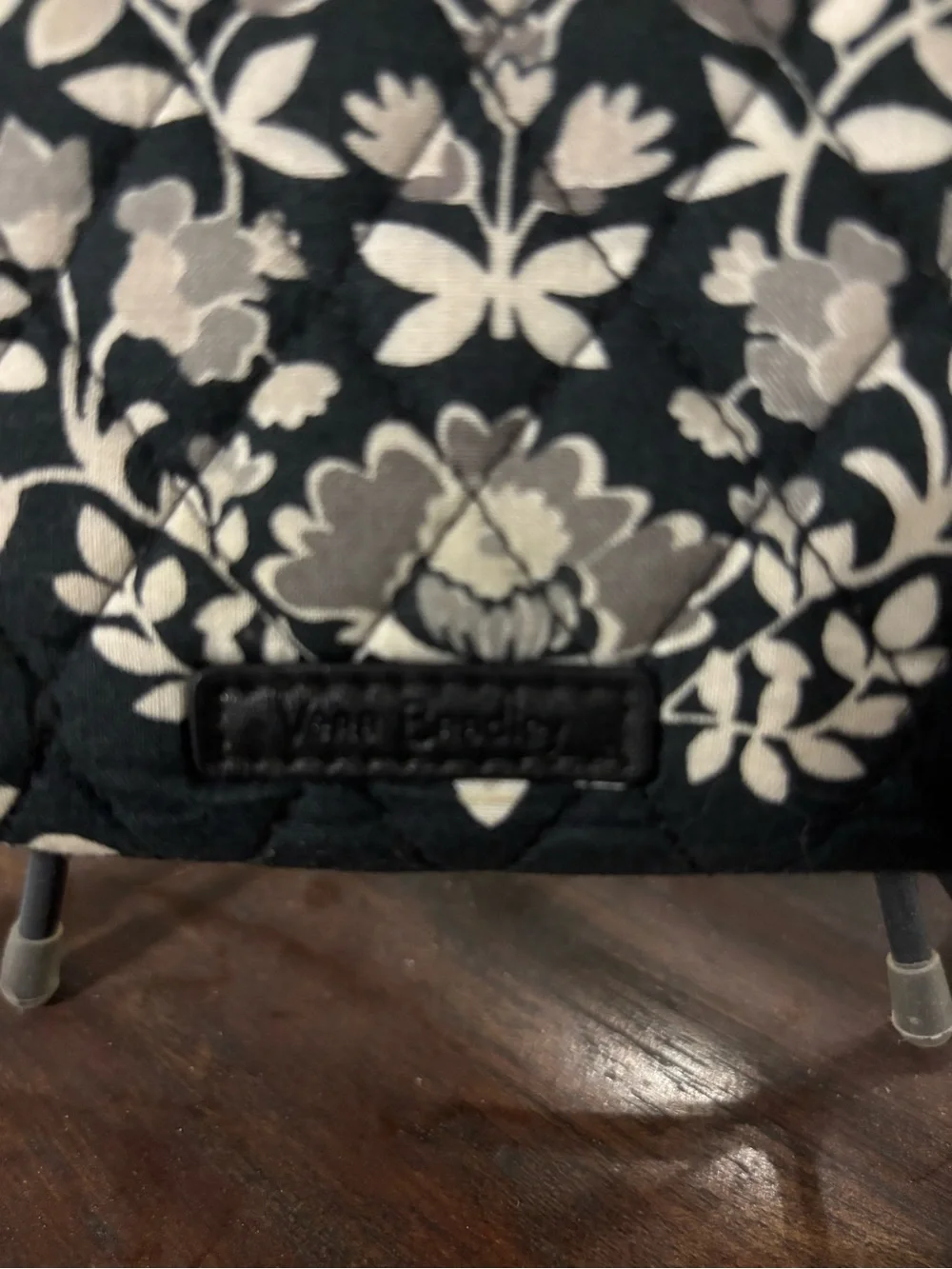 Vera Bradley Black Quilted Floral Zip-Around Wallet Chandelier Noir pattern - Picture 3 of 14